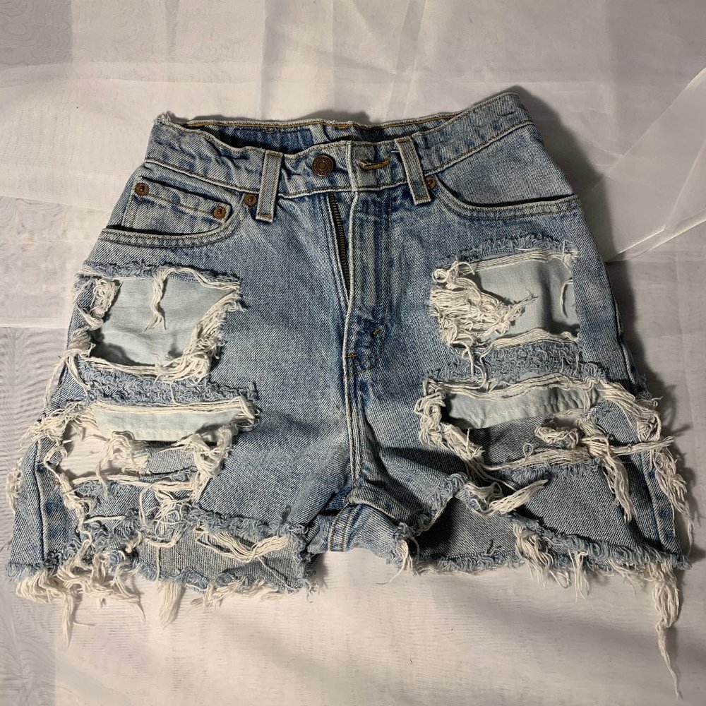 Levis destructed high waisted shorts